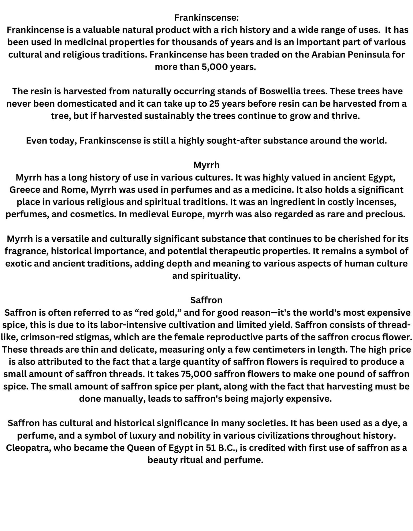 Frankincense and Myrrh w/Saffron